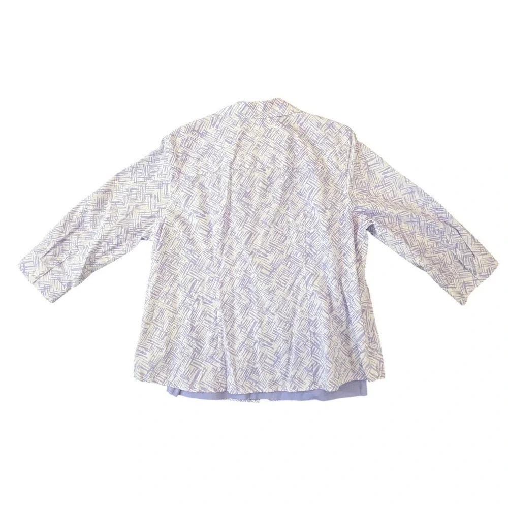 Chicos Women Lilac Purple White Geometric Print 2 Piece Shirt Tank Set Size‎ 3